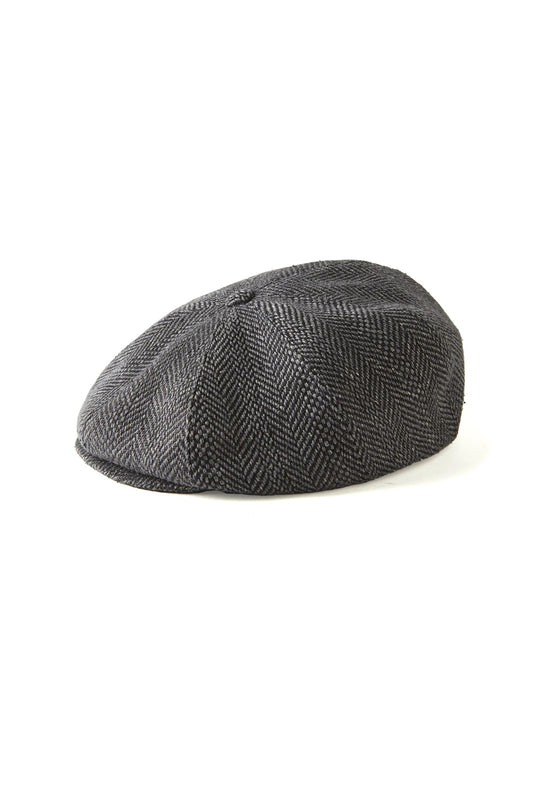 ○OLD JOE - SUMMER TWEED PEAKED CAP - IRREGULAR HERRINGBONE(DARK GREY)