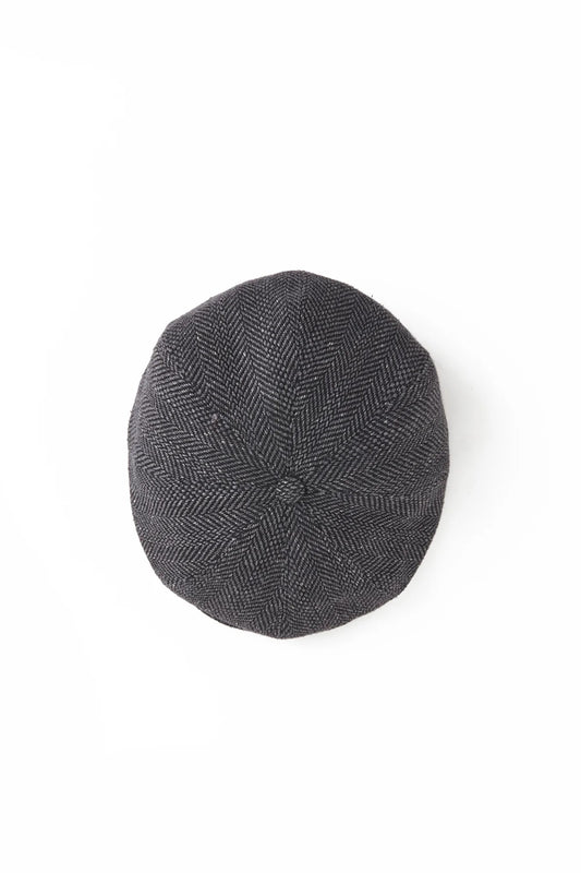 ○OLD JOE - SUMMER TWEED PEAKED CAP - IRREGULAR HERRINGBONE(DARK GREY)