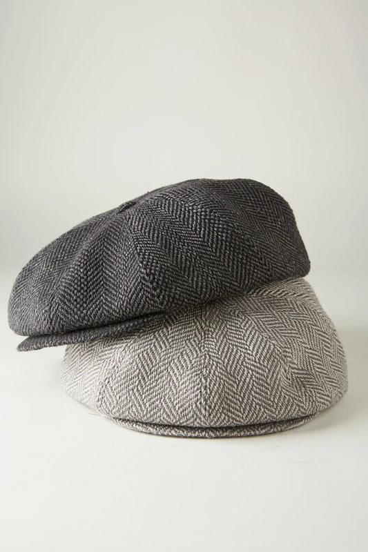 ○OLD JOE - SUMMER TWEED PEAKED CAP - IRREGULAR HERRINGBONE(DARK GREY)