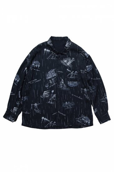 Porter Classic - BEAT SKULL IN THE RAIN SHIRT - BLACK