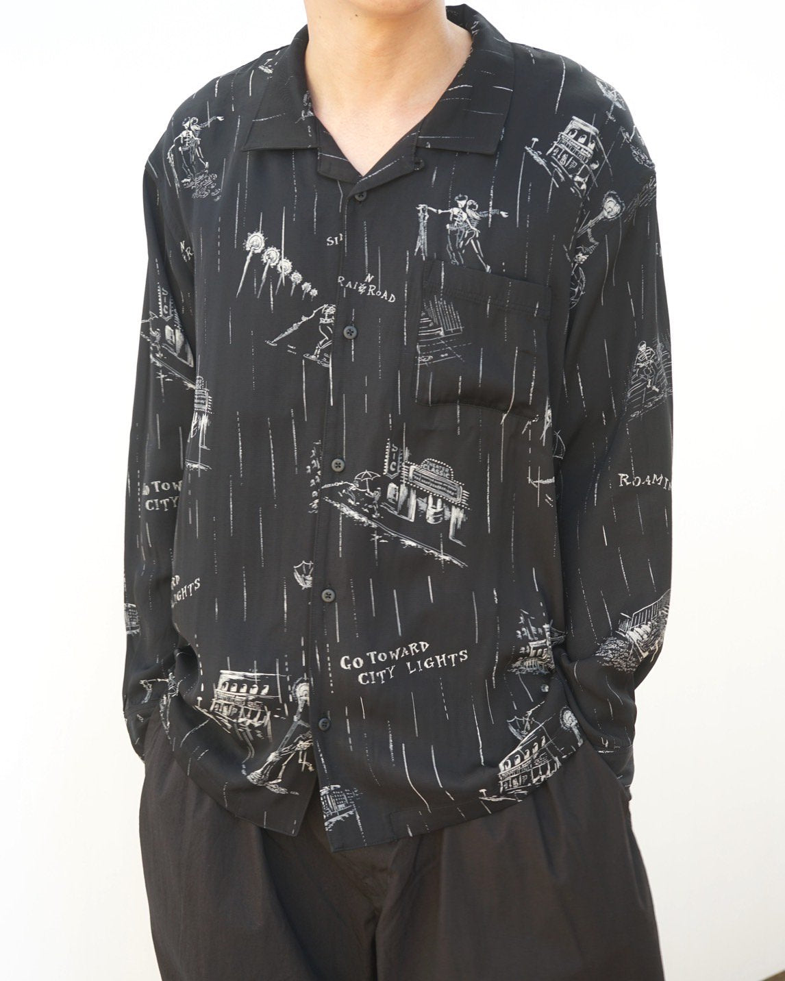 Porter Classic - BEAT SKULL IN THE RAIN SHIRT - BLACK