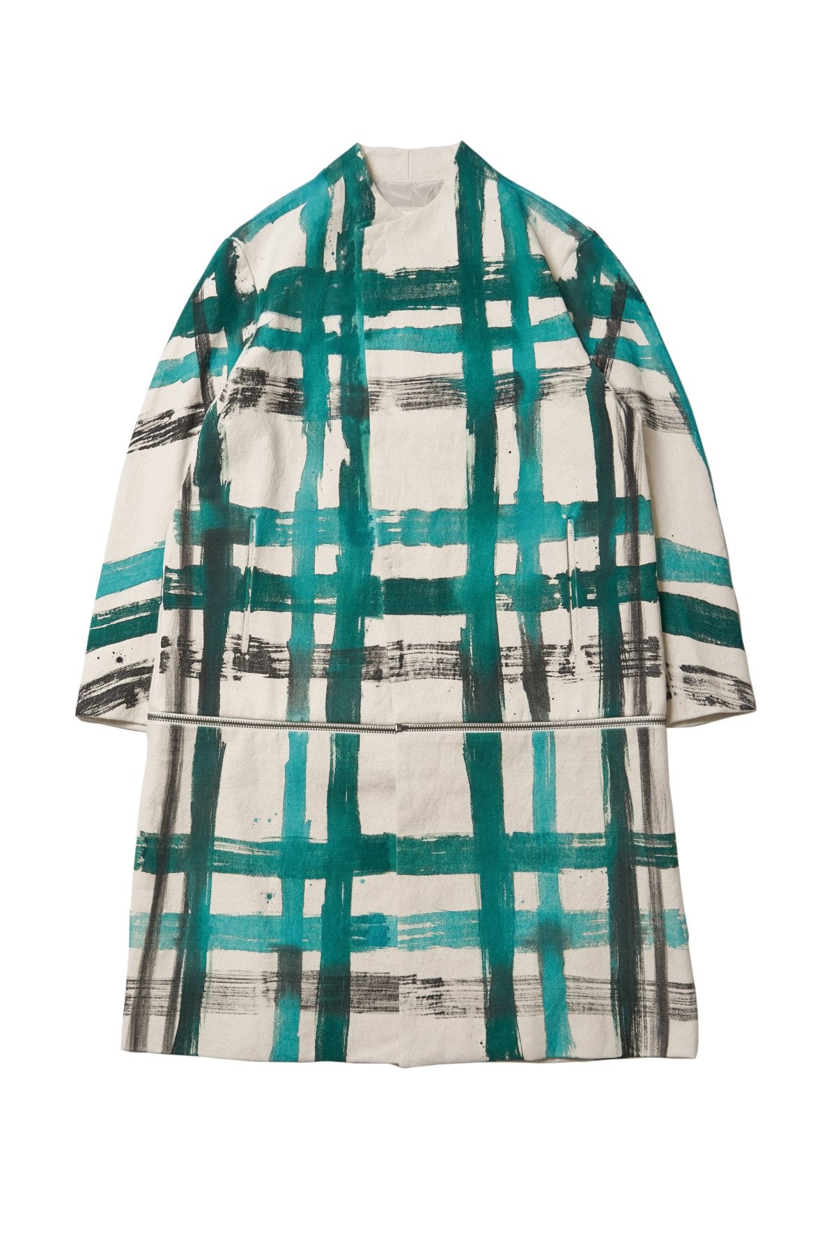 toogood - THE ENGRAVER COAT HANDPAINTED TARTAN - FLINT/ VIRIDIAN