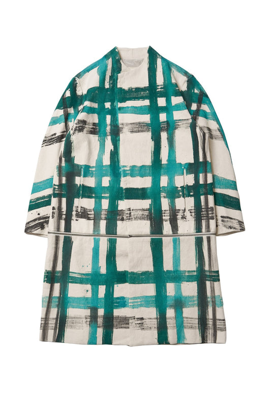 toogood - THE ENGRAVER COAT HANDPAINTED TARTAN - FLINT/ VIRIDIAN