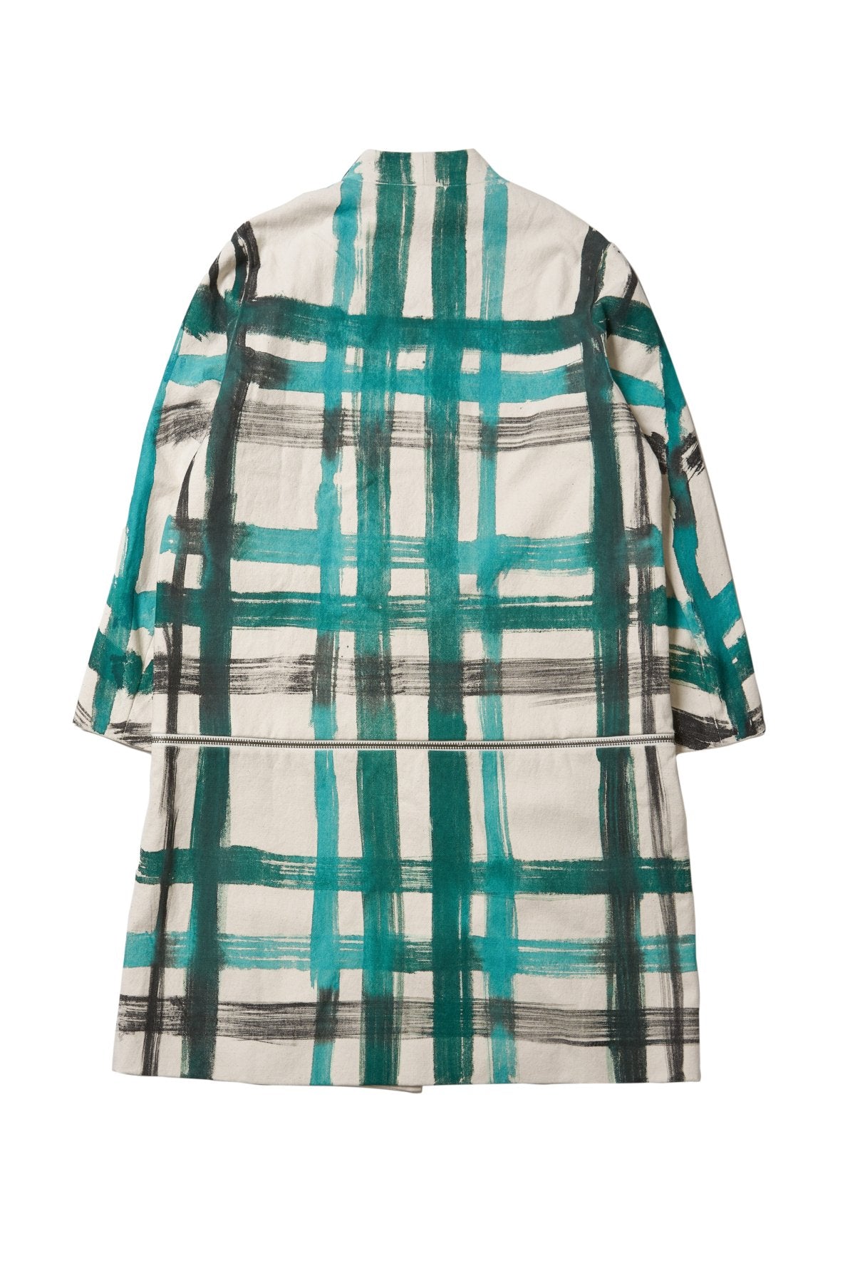 toogood - THE ENGRAVER COAT HANDPAINTED TARTAN - FLINT/ VIRIDIAN