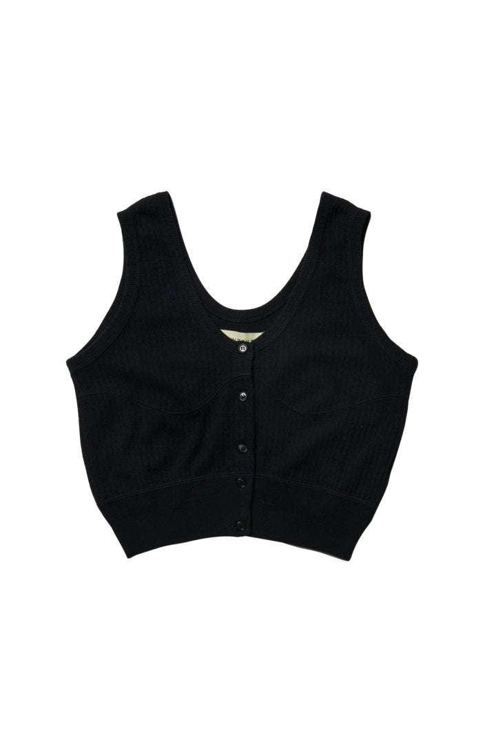 WRYHT - DROP NEEDLE WUFFLE CROP TOPS - BLACK