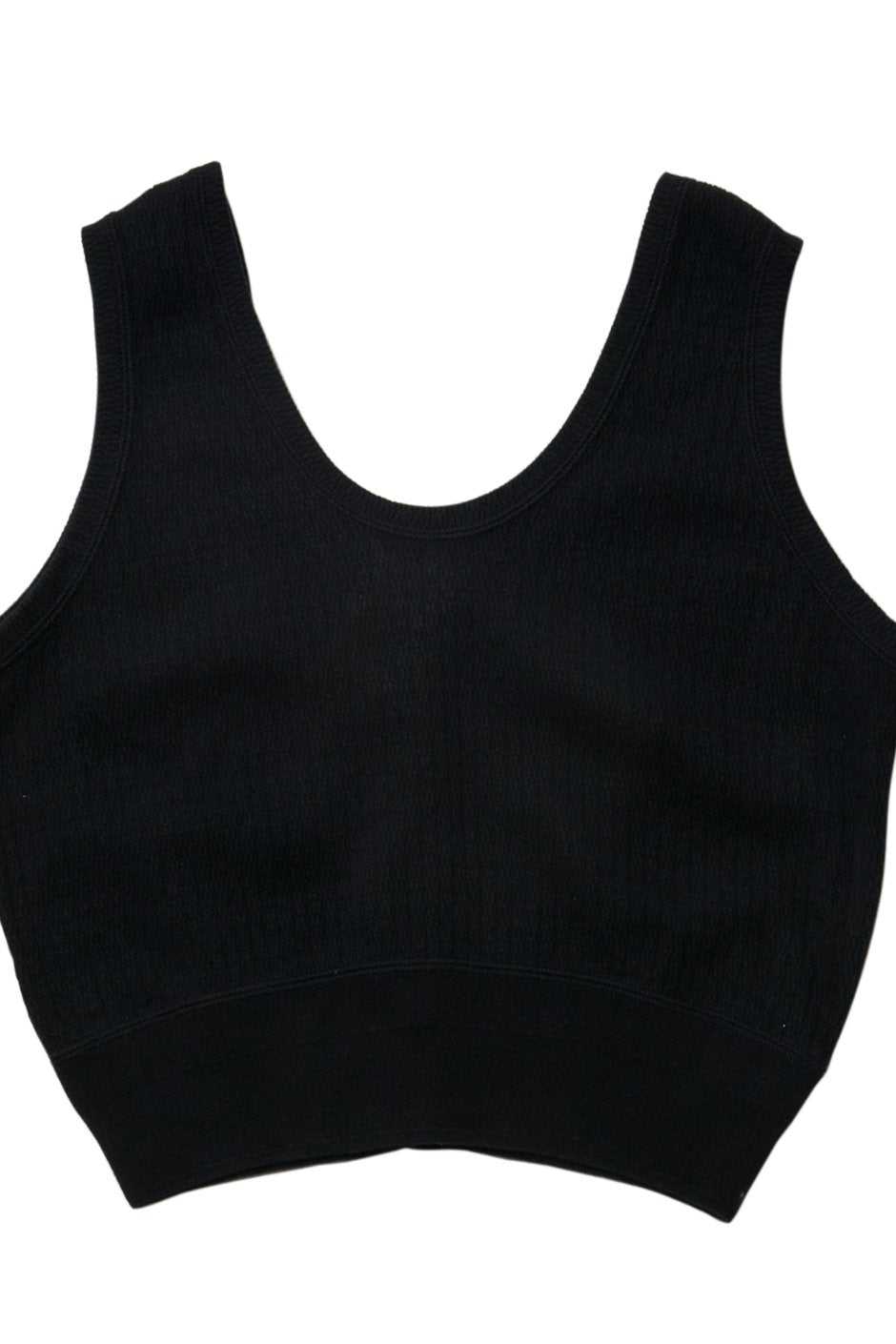 WRYHT - DROP NEEDLE WUFFLE CROP TOPS - BLACK