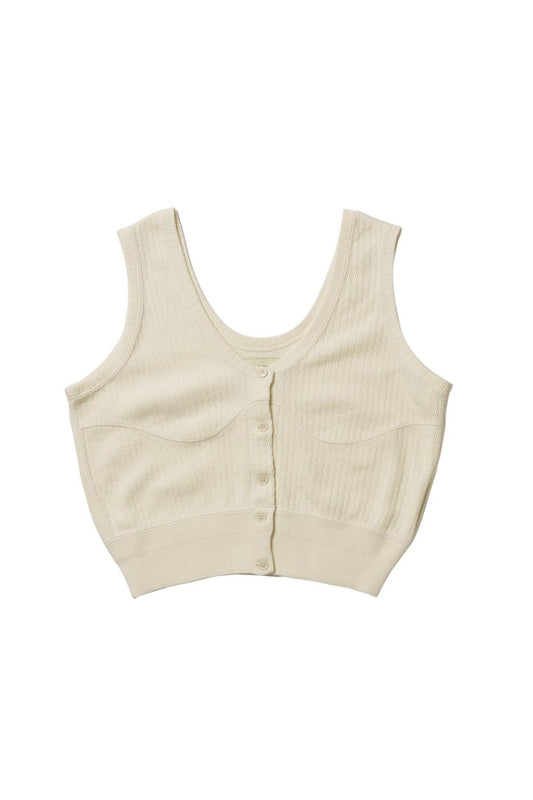 WRYHT - DROP NEEDLE WUFFLE CROP TOPS - BONE