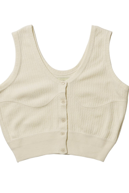 WRYHT - DROP NEEDLE WUFFLE CROP TOPS - BONE