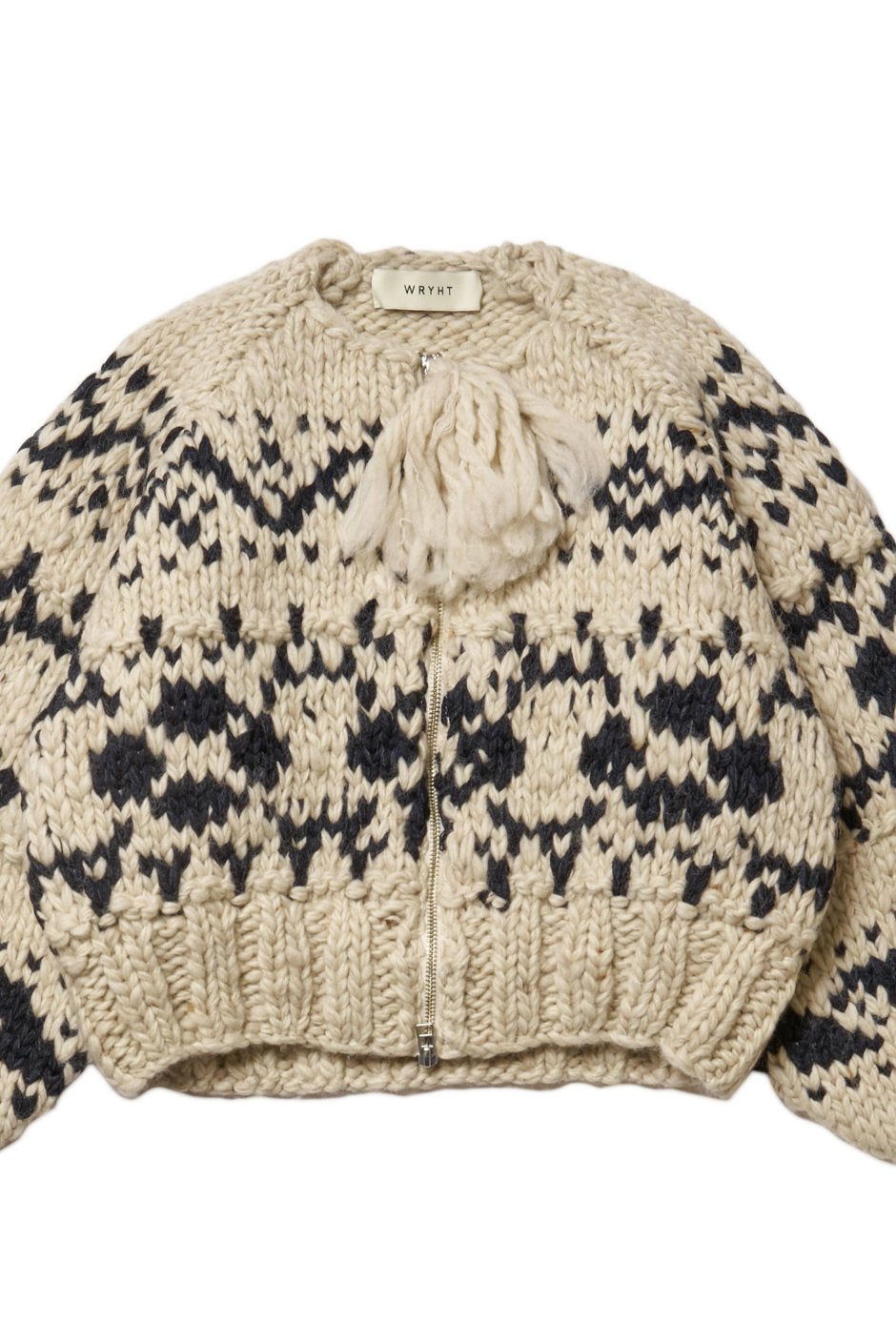 WRYHT - COWICHAN HAND ZIP SWEATER - BONE