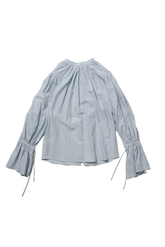 WRYHT - GATHERED SLEEVE FOLK TOP - AZUR STRIPE