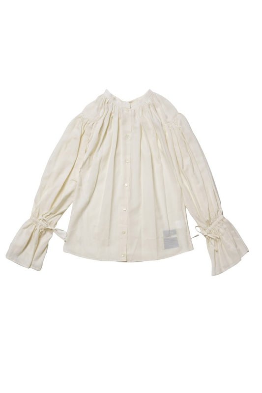 WRYHT - GATHERED SLEEVE FOLK TOP - BONE