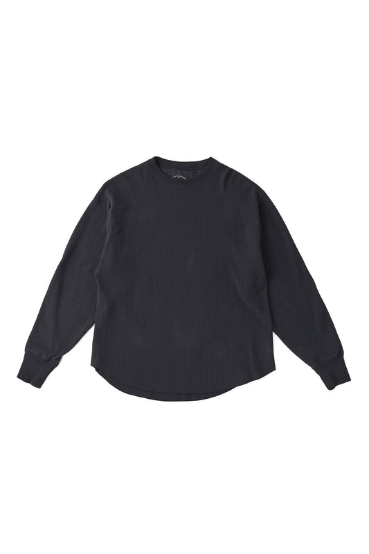 OLD JOE - DROP NEEDLE WUFFLE CREW-NECK - BLACK