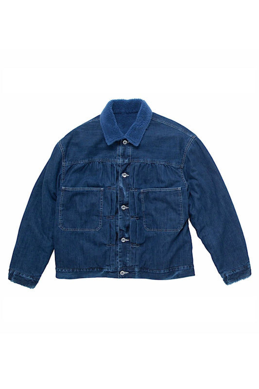 Porter Classic - STEINBECK DENIM BOA JACKET - NAVY