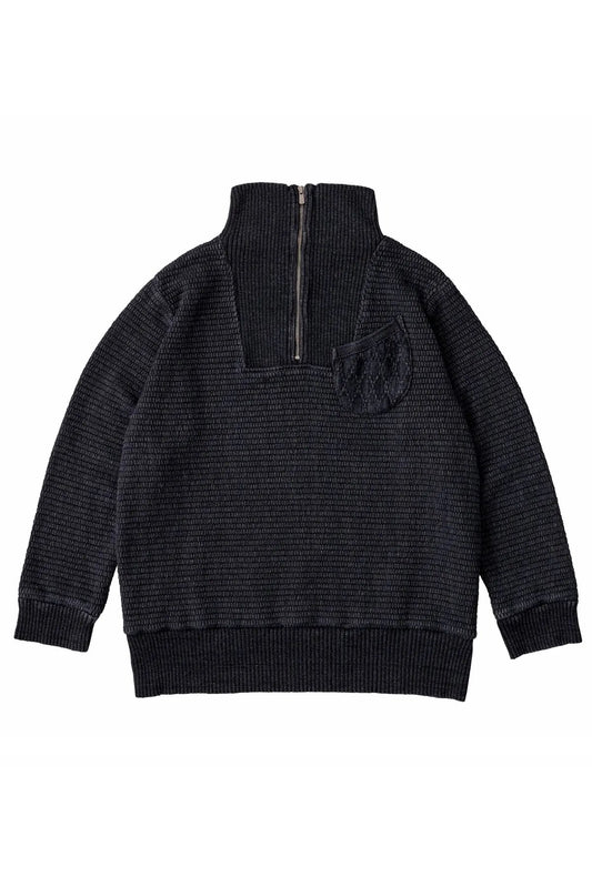 Porter Classic - BEATNIK KENDO KNIT HALF ZIP - BLACK