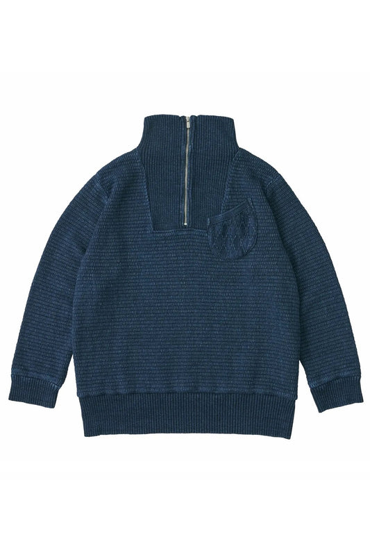 Porter Classic - BEATNIK KENDO KNIT HALF ZIP - BLUE