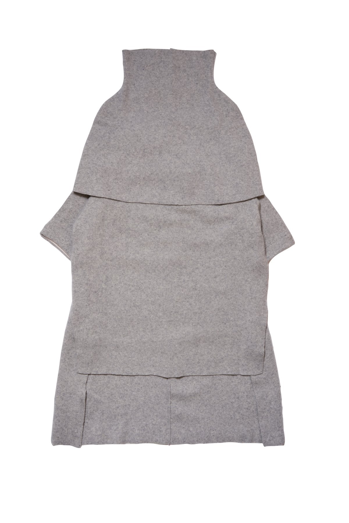 quitan - "Mayu" FULLING KNIT-SEWN PONCHO - L.GREY