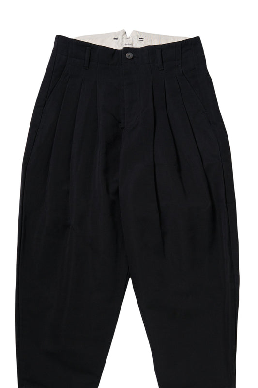 calmlence - PANTS010 - TRIPLE PLEATED WIDE - BLK