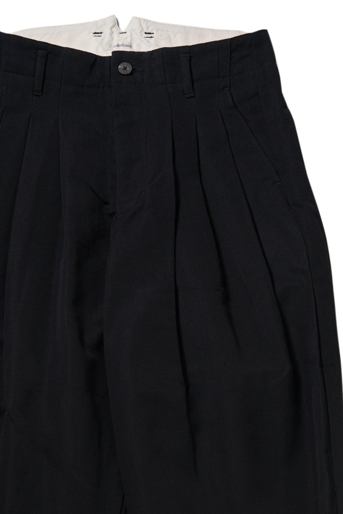 calmlence - PANTS010 - TRIPLE PLEATED WIDE - BLK