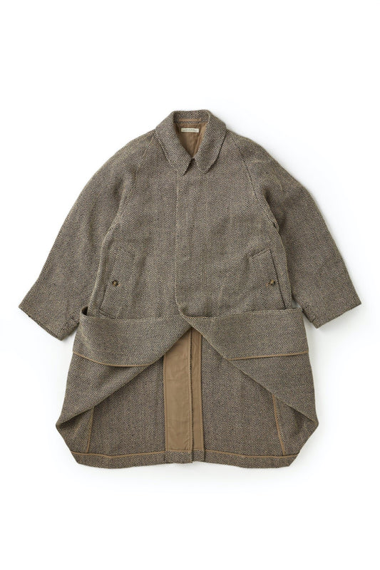 OLD JOE - SLIT-BACK GENTS COAT - HERRINGBONE BEIGE