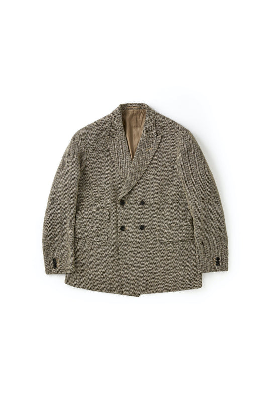 OLD JOE - DOUBLE-BREASTED SWING JACKET - HERRING BONE(BEIGE)