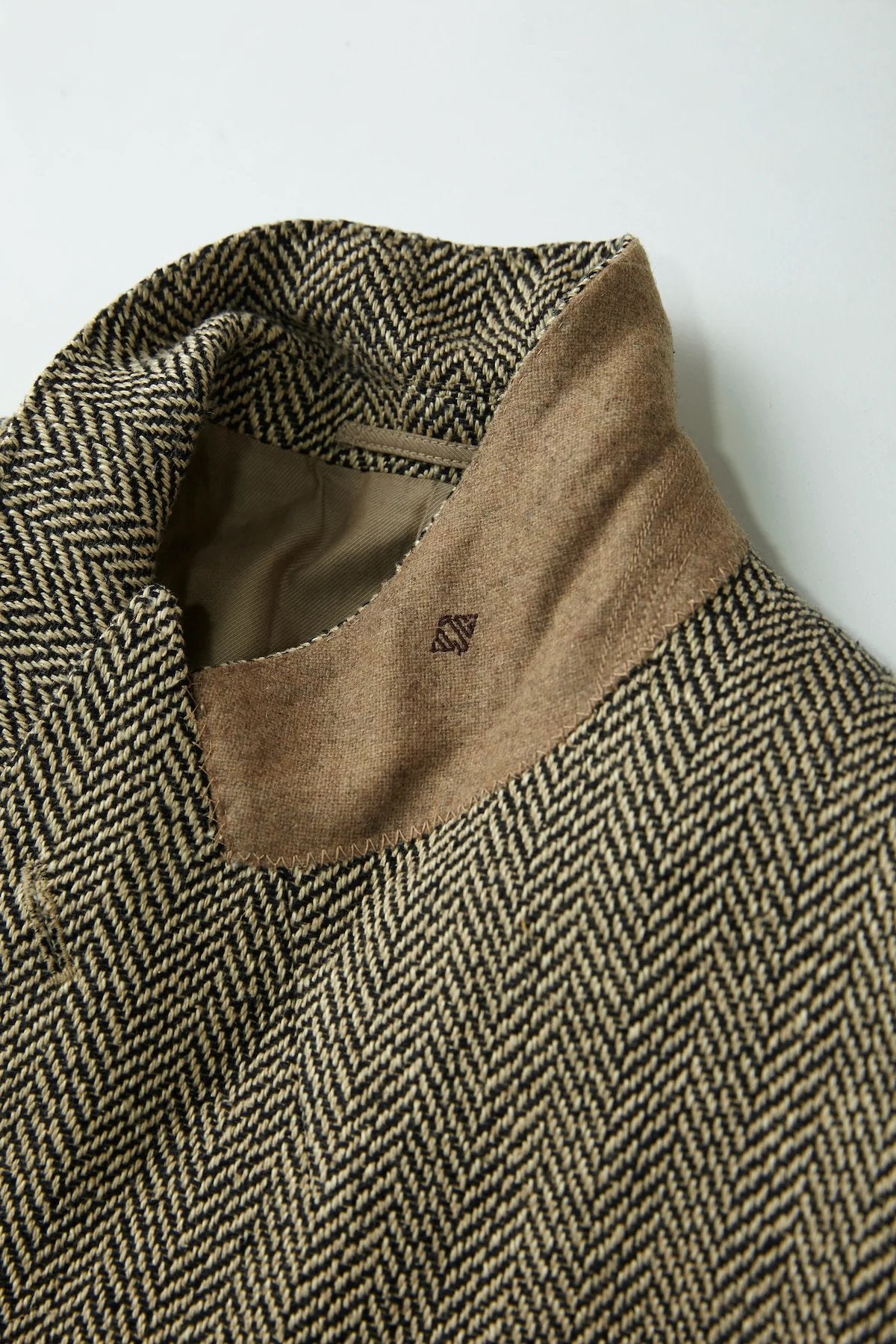 OLD JOE - DOUBLE-BREASTED SWING JACKET - HERRING BONE(BEIGE)