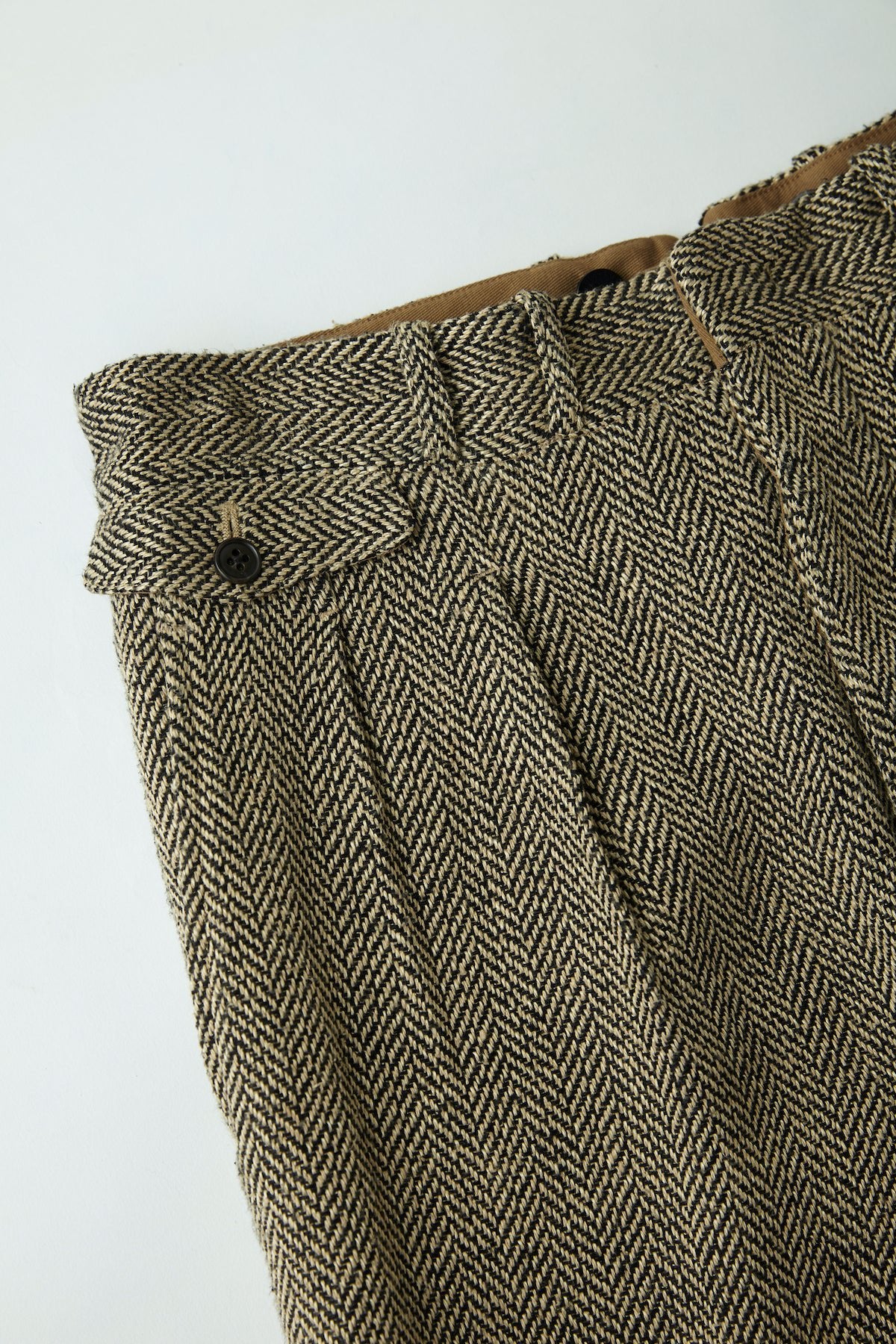 OLD JOE - DOUBLE-PLEATED DRAPE TROUSER - HERRING BONE(BEIGE)