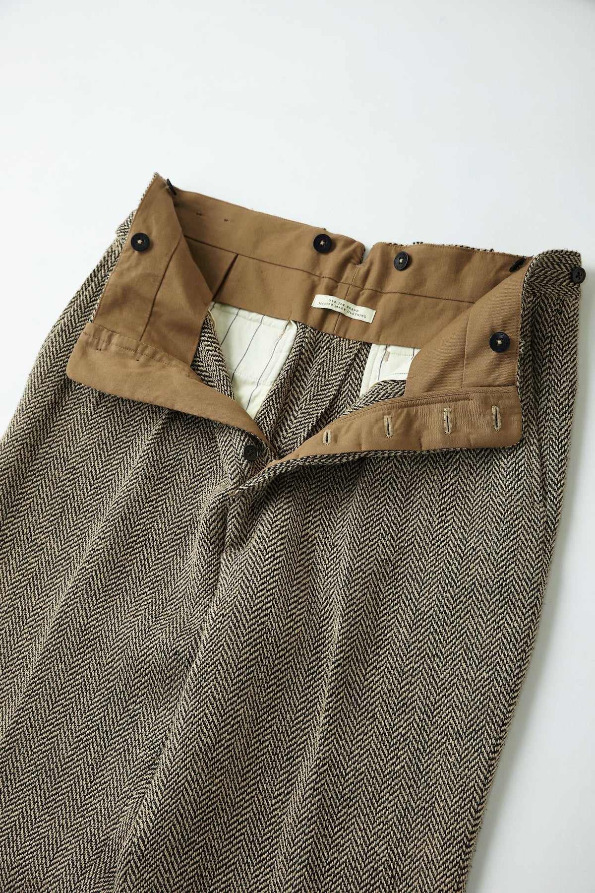 OLD JOE - DOUBLE-PLEATED DRAPE TROUSER - HERRING BONE(BEIGE)