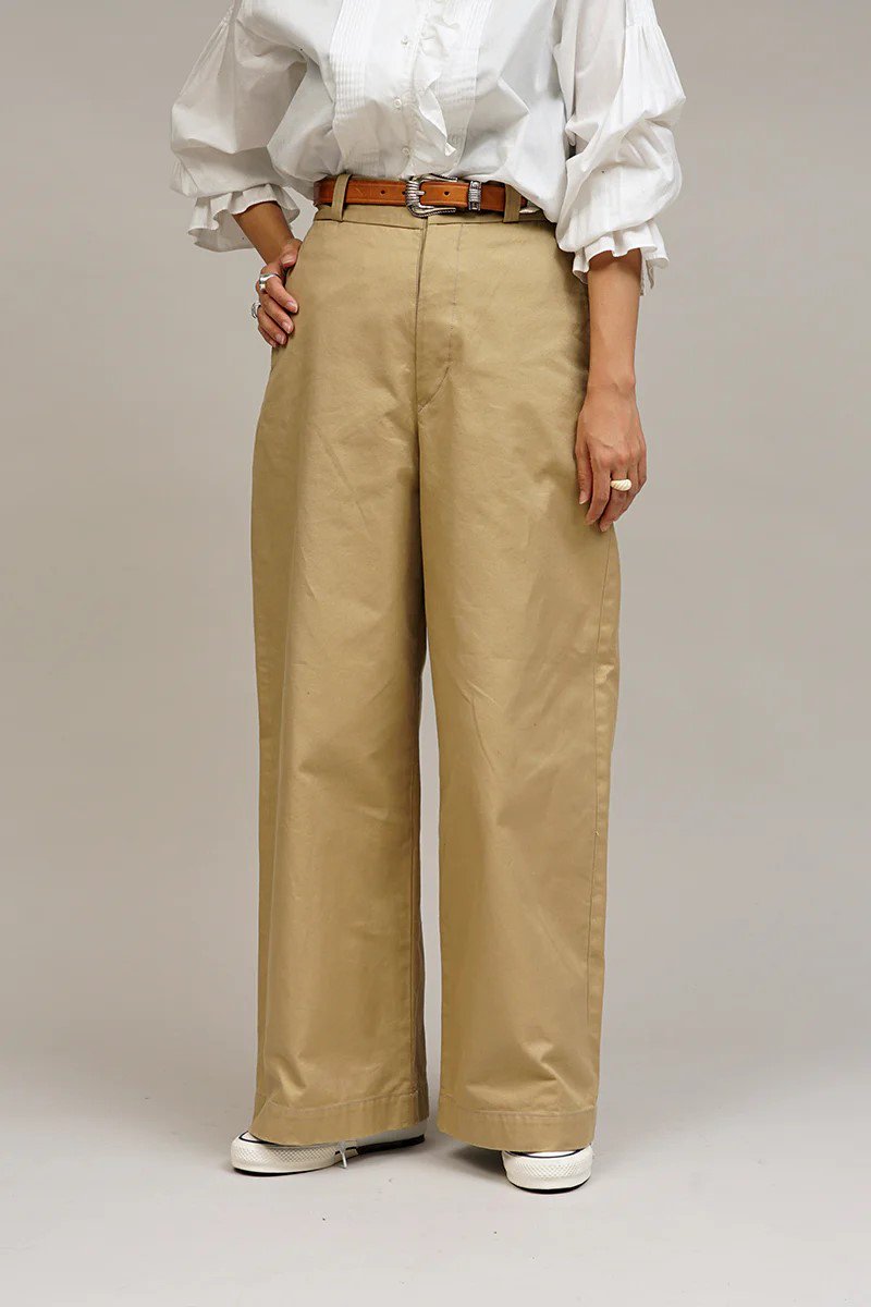 Nigel Cabourn woman - WIDE CHINO PANT - BEIGE