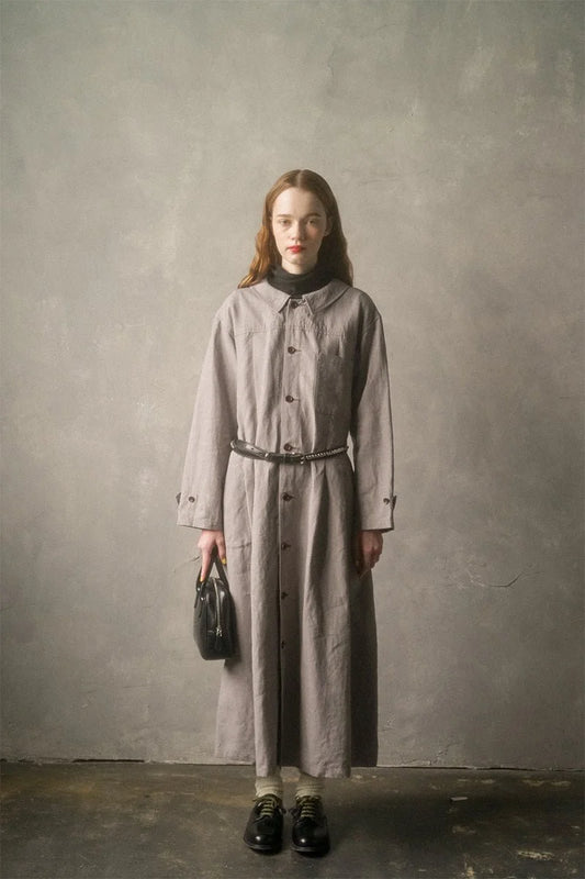 ◯ Nigel Cabourn woman - FRENCH WORK DRESS HD LINEN - GRAY