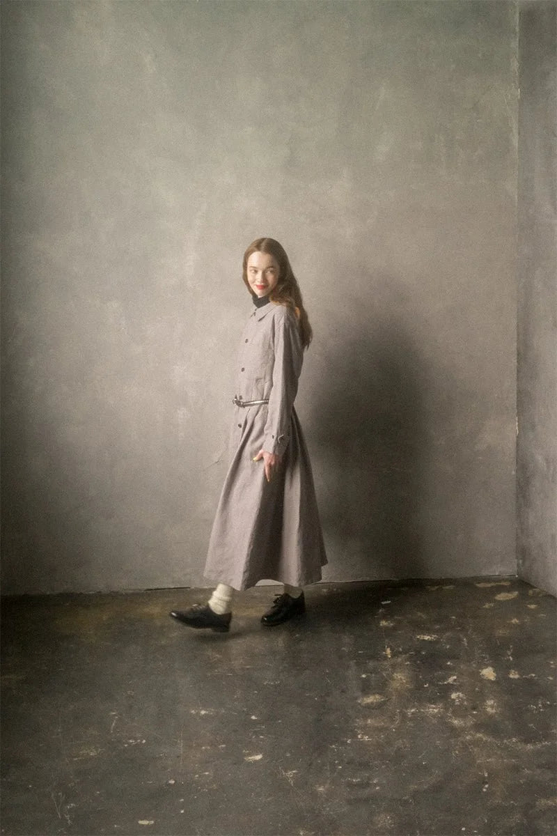 ◯ Nigel Cabourn woman - FRENCH WORK DRESS HD LINEN - GRAY