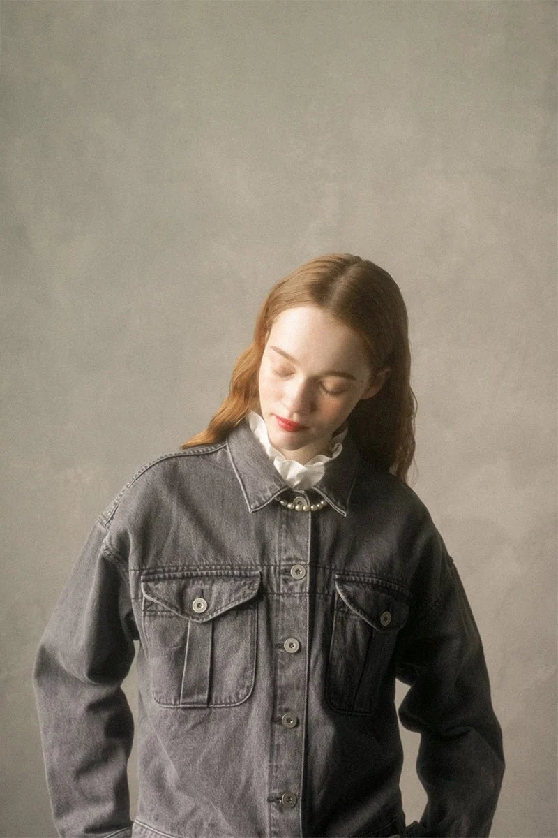 ◯ Nigel Cabourn woman - BATTLE DRESS JACKET DENIM - GRAY