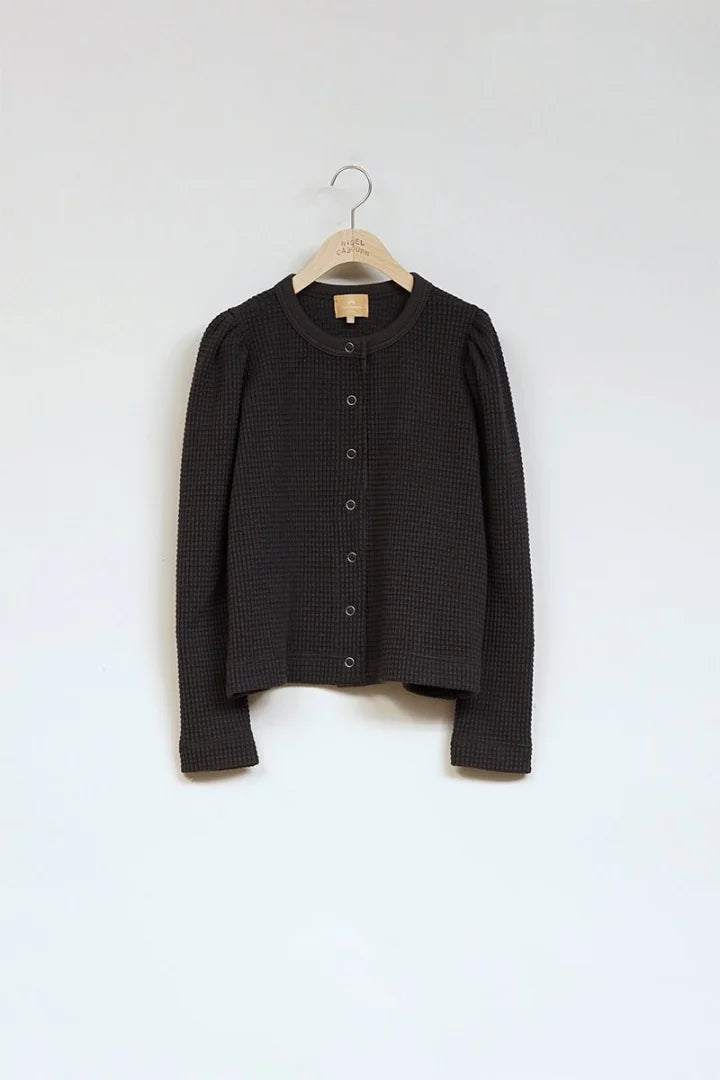 ◯ Nigel Cabourn woman - GATHER SLEEVE HEAVY WAFFLE C/D - CHARCOAL GRAY