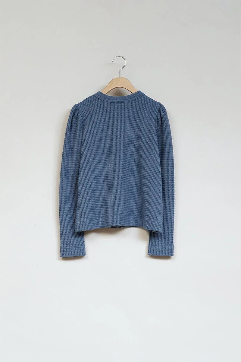 ◯ Nigel Cabourn woman - GATHER SLEEVE HEAVY WAFFLE C/D - INDIGO