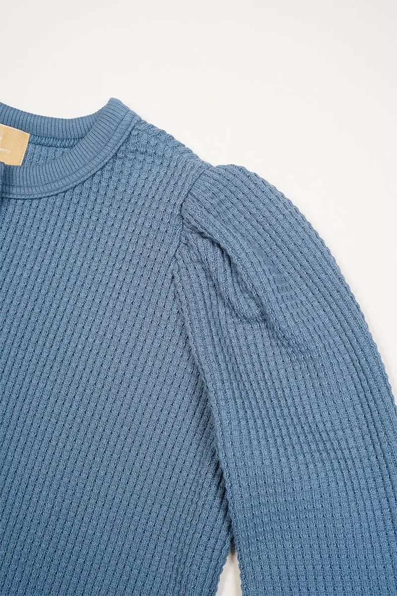 ◯ Nigel Cabourn woman - GATHER SLEEVE HEAVY WAFFLE C/D - INDIGO