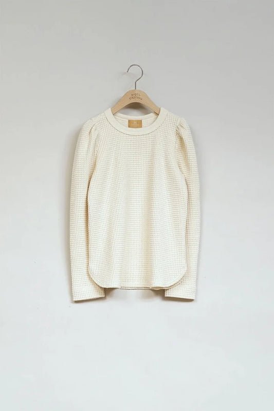 ◯ Nigel Cabourn woman - GATHER SLEEVE HEAVY WAFFLE P/O - IVORY