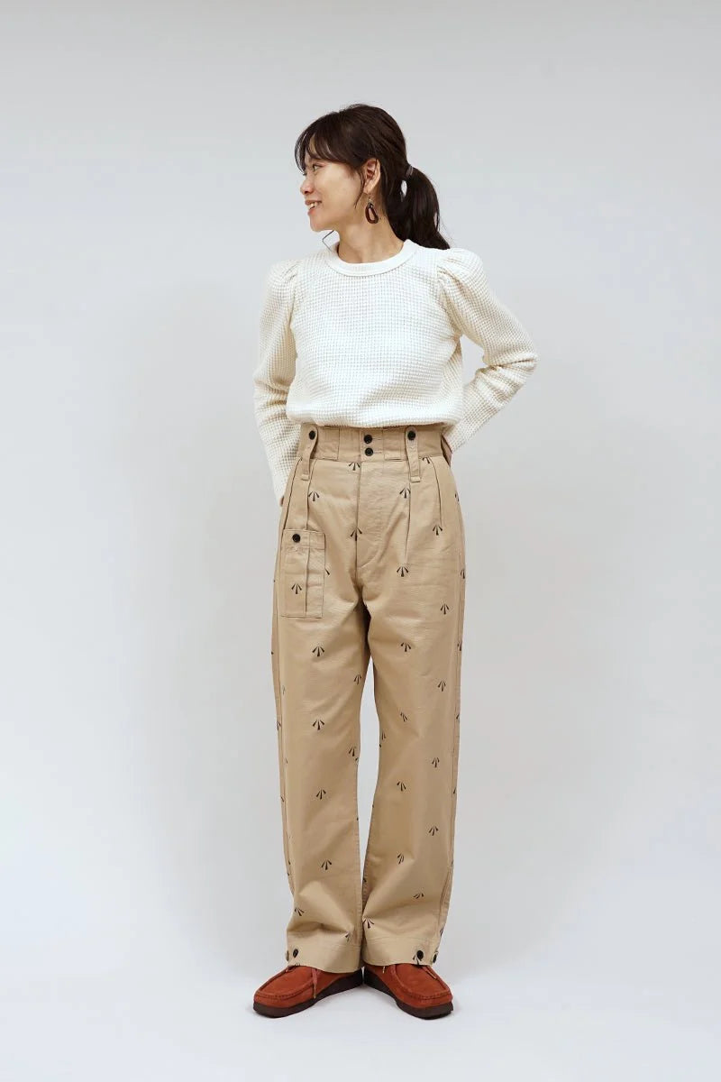 ◯ Nigel Cabourn woman - GATHER SLEEVE HEAVY WAFFLE P/O - IVORY