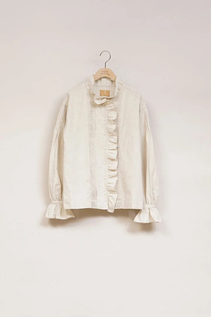 Nigel Cabourn woman - GATHER COLLAR BLOUSE C/L - IVORY -