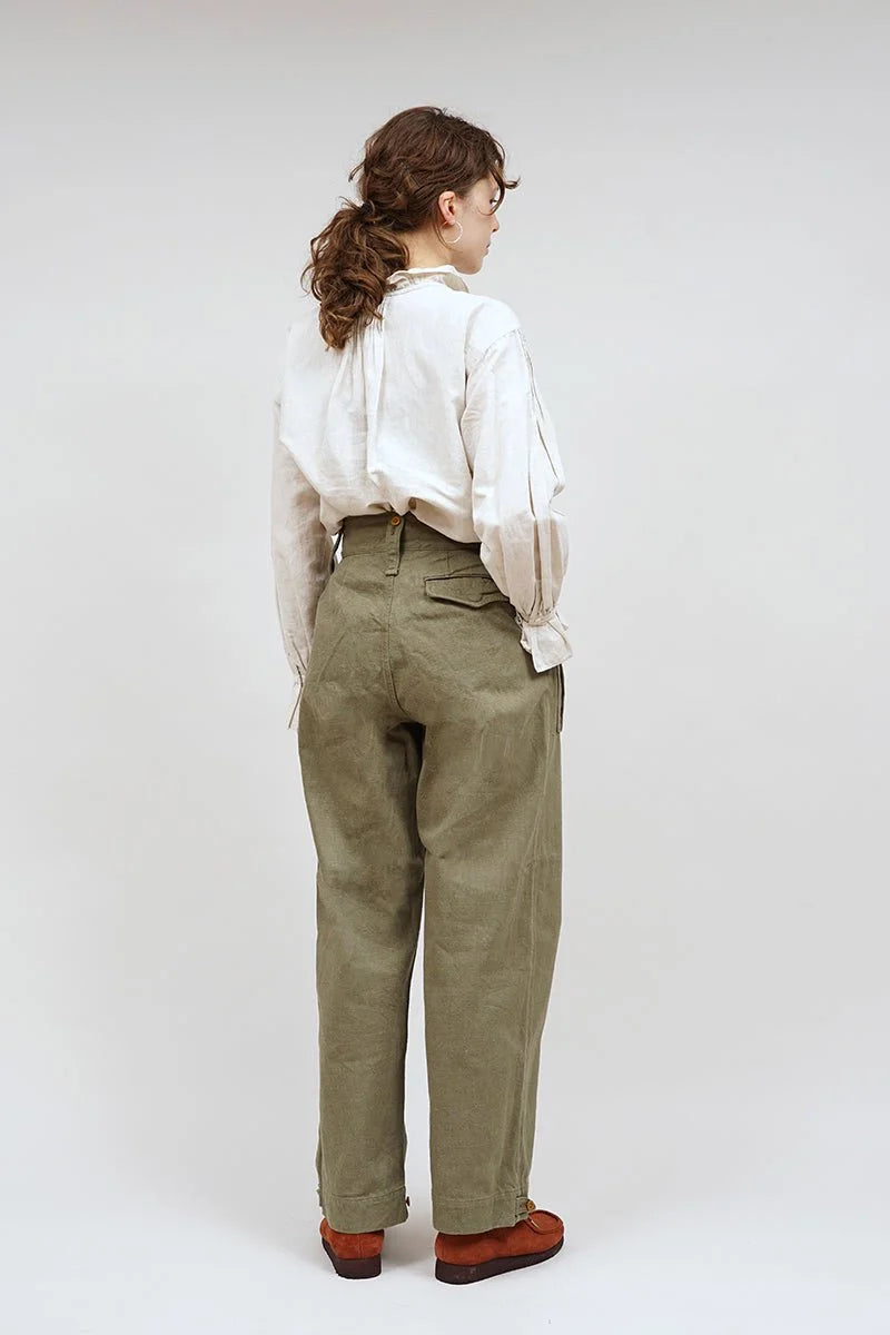 Nigel Cabourn woman - GATHER COLLAR BLOUSE C/L - IVORY -