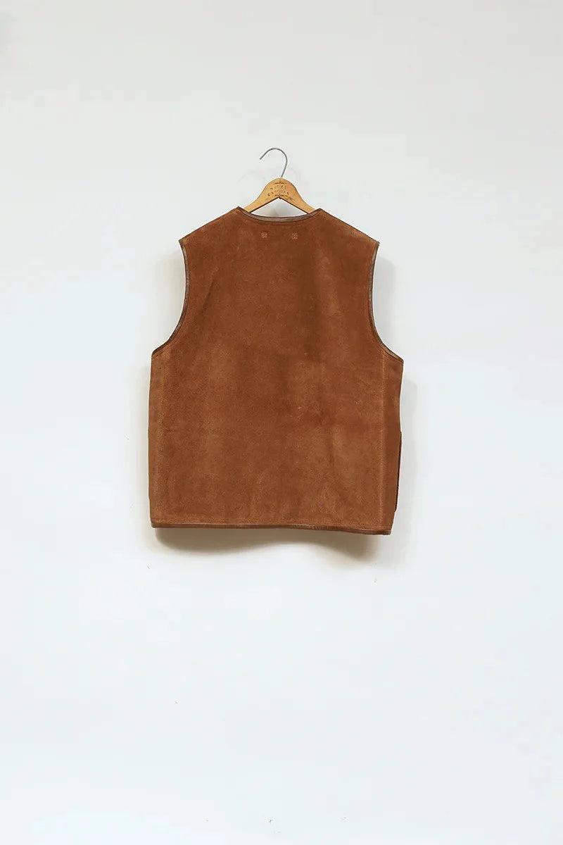 ◯ Nigel Cabourn - CAPTAIN VEST OIL VELOUR - BROWN -