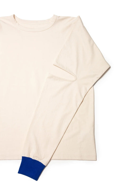 quitan - KIMONO LS TEE - ECRU/BLUE