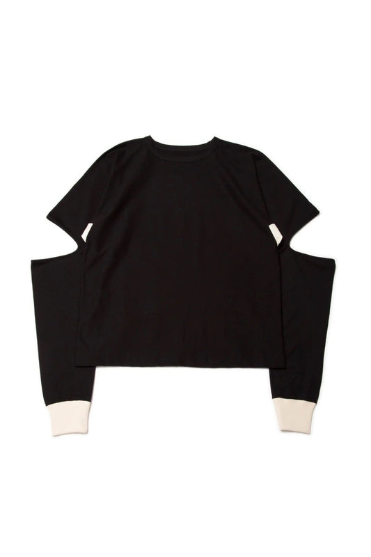 quitan -KIMONO LS TEE - BLACK/ECRU