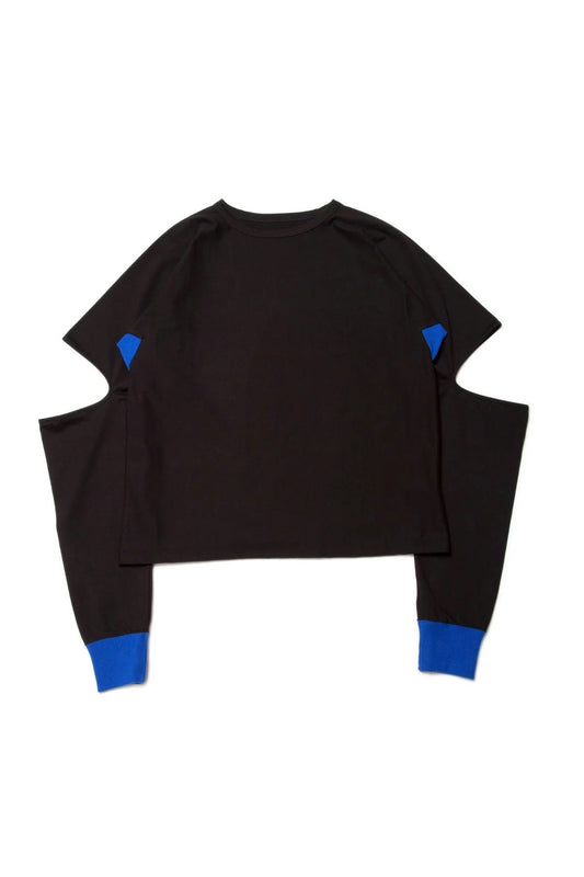 quitan -KIMONO LS TEE - BLACK/BLUE