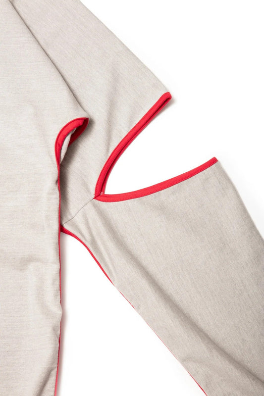 quitan -KIMONO LS TEE - GRAY/RED