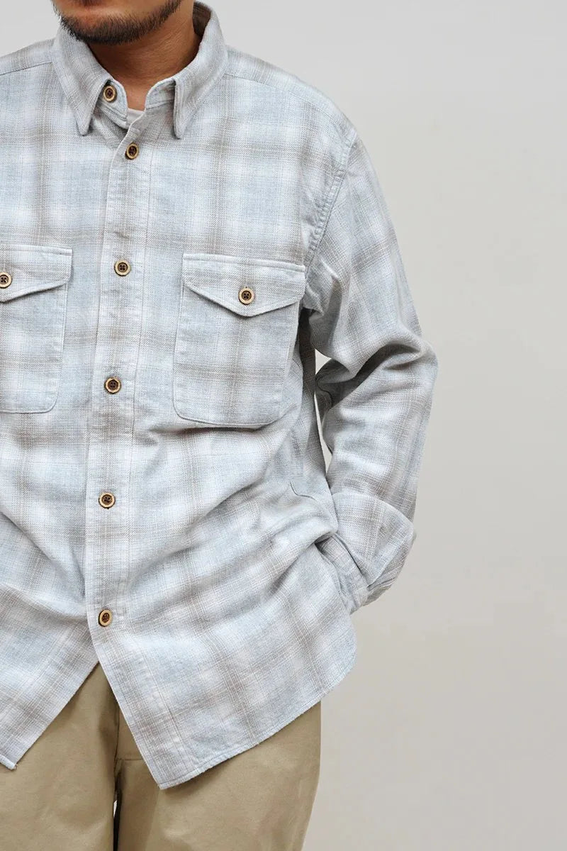 ◯ Nigel Cabourn - THARKAY SHIRT OMBRE NEL - LIGHT GRAY