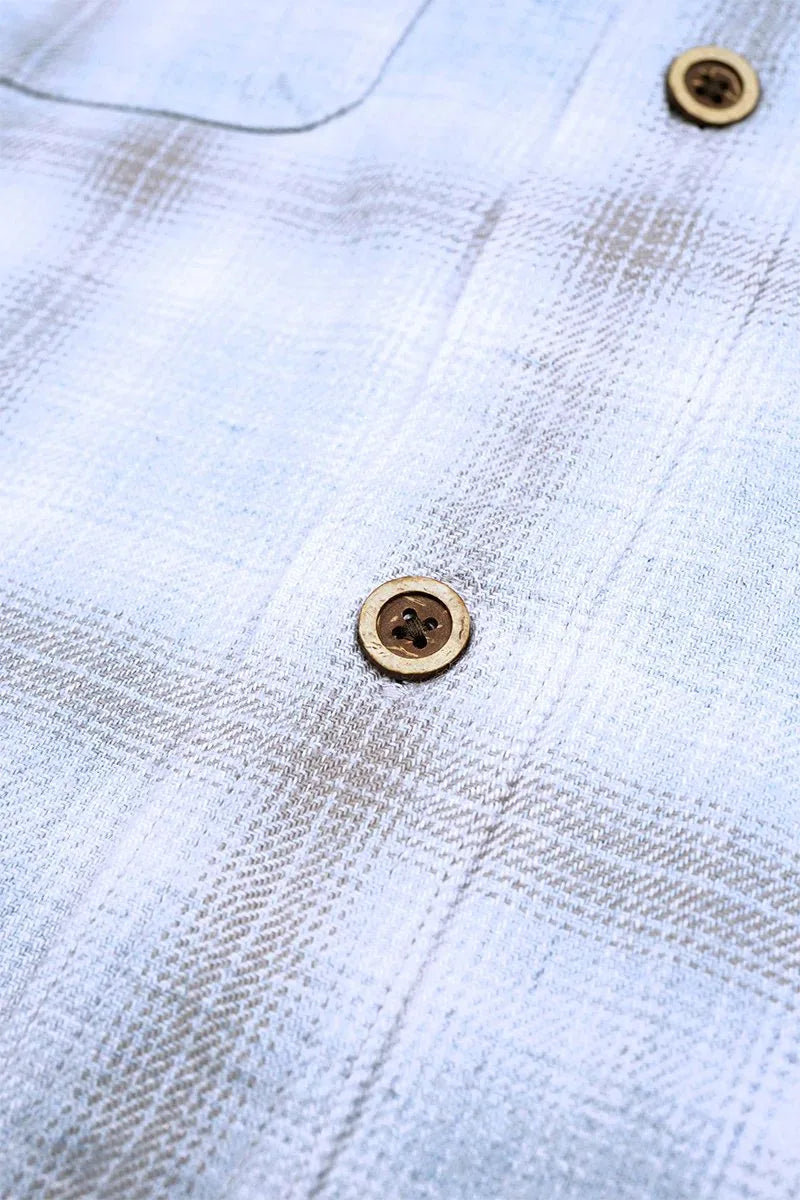 ◯ Nigel Cabourn - THARKAY SHIRT OMBRE NEL - LIGHT GRAY