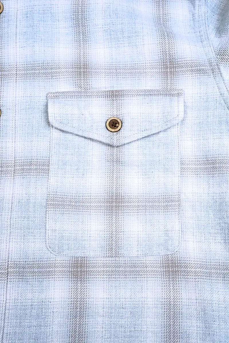 ◯ Nigel Cabourn - THARKAY SHIRT OMBRE NEL - LIGHT GRAY