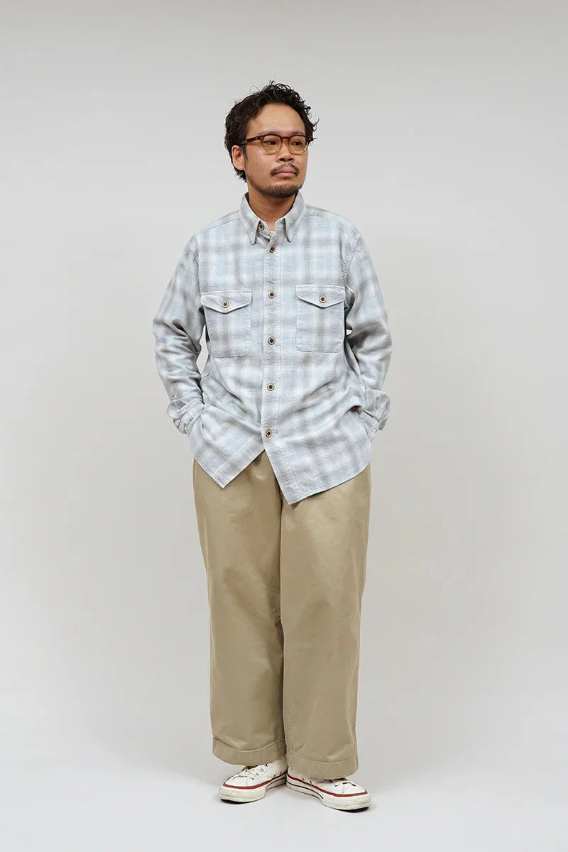 ◯ Nigel Cabourn - THARKAY SHIRT OMBRE NEL - LIGHT GRAY