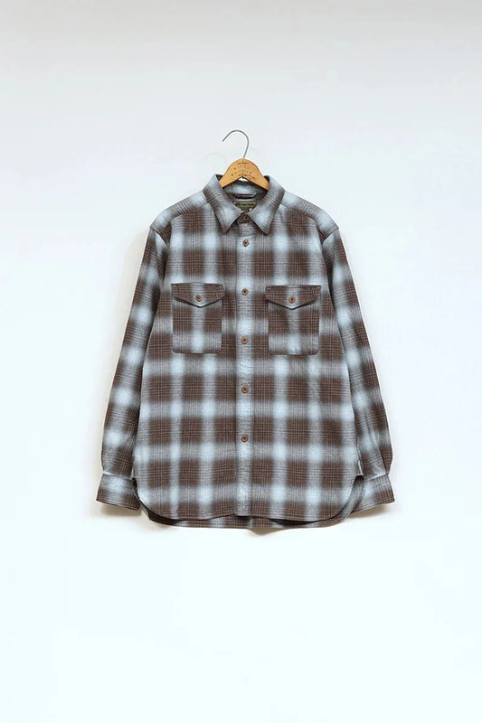 ◯ Nigel Cabourn - THARKAY SHIRT OMBRE NEL - BROWN