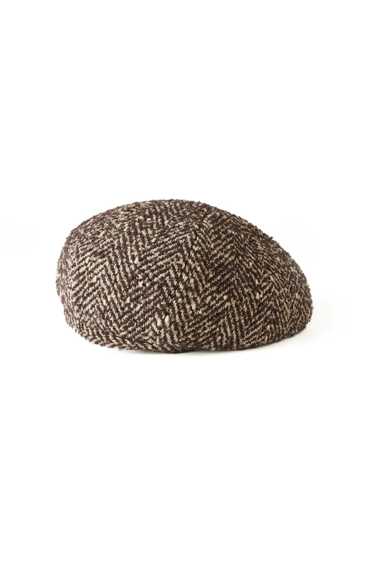 ○OLD JOE - SLUB TWEED ROVER BERET - COFFEE HERINGBONE