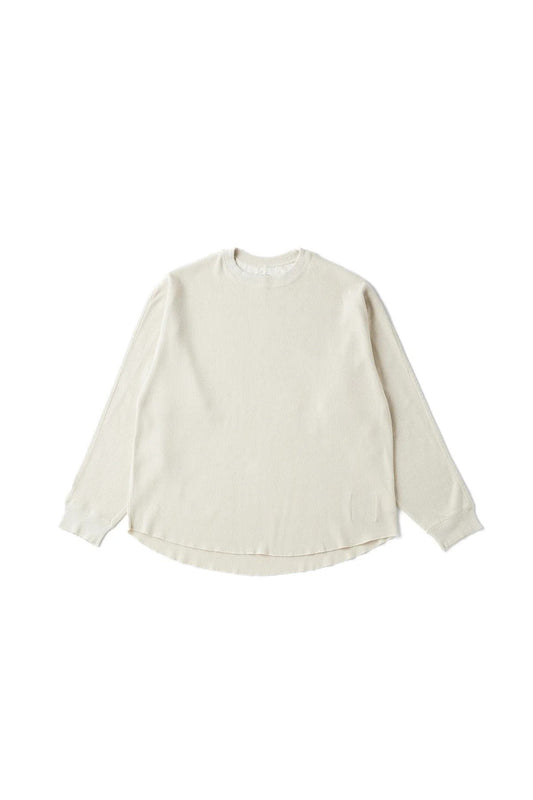 ○OLD JOE - CREW-NECK SILK NEP RIBED TOPS - NATURAL